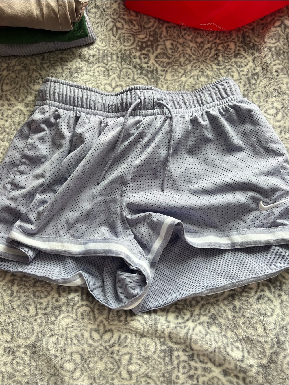 Nike Women's Light Gray Mesh Athletic Shorts